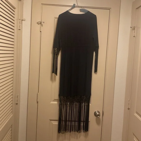 Unique black evening dress with lots of stretch.  Low neck.uniquely designed! - Picture 2 of 7